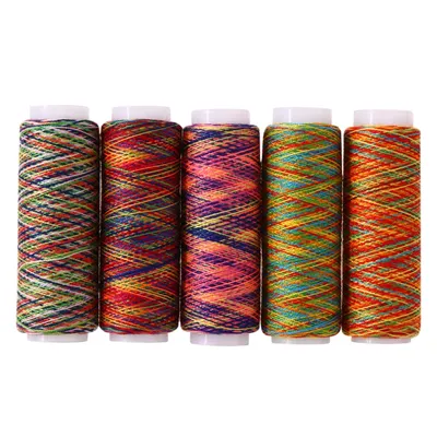 5Pcs Rainbow Color Sewing Thread Hand Quilting Embroidery Sewing Thread Needlework Fiber Yarn DIY