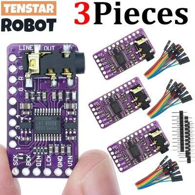 TENSTAR 3pcs PCM5102 Interface I2S DAC Decoder I2S Player Module For Raspberry Pi pHAT Format Board