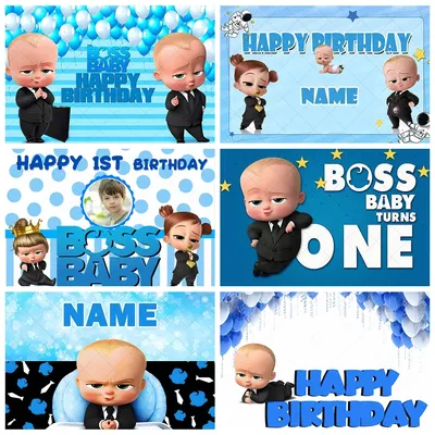 Customize Name Baby Shower Happy 1st Birthday Backdrop Party Decor Banner Kids Portrait Photography