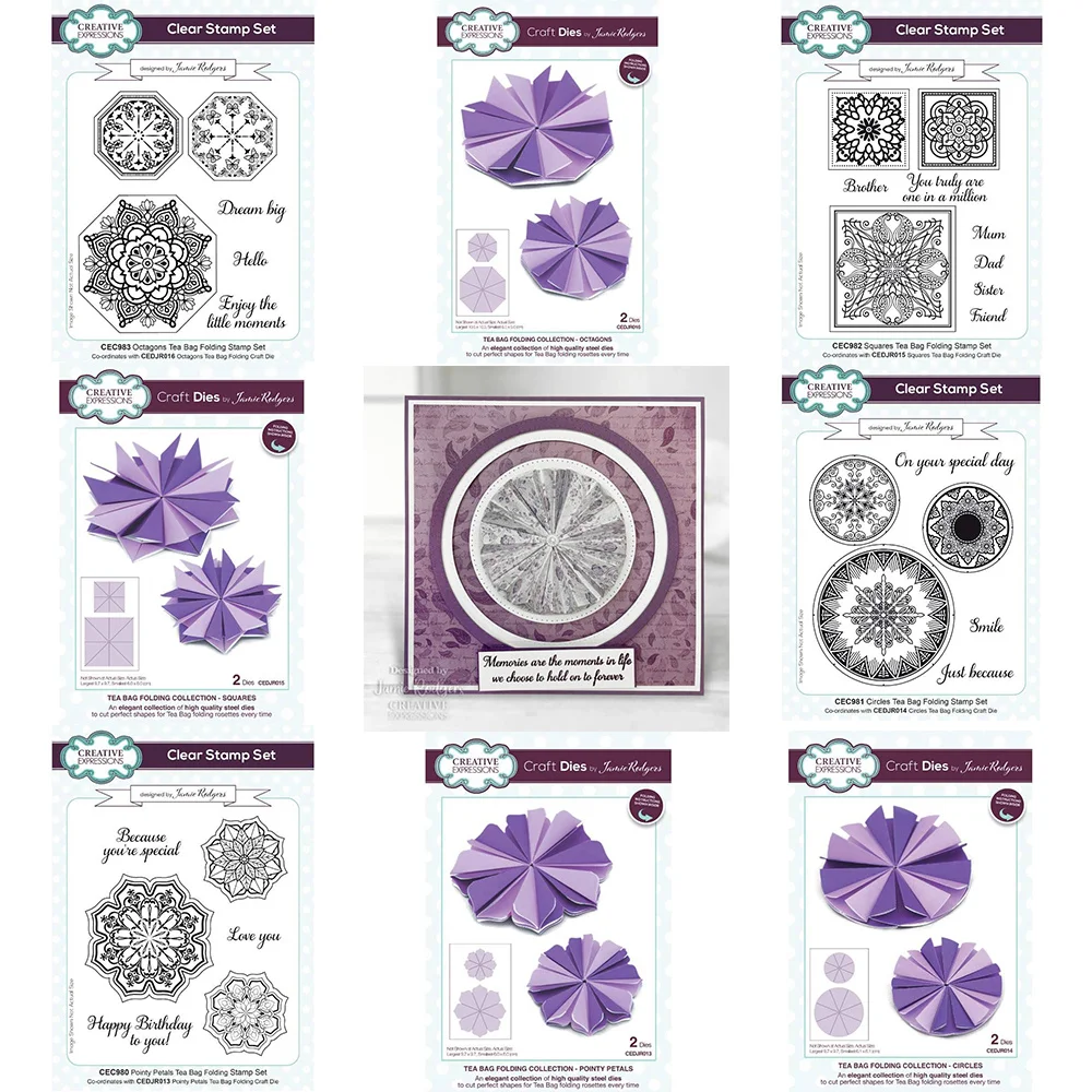 Newest Tea Bag Folding Octagons Squares Circles Pointy Petals Metal Cutting Dies Diy Scrapbook Crafts Decorate Embossing Stamps