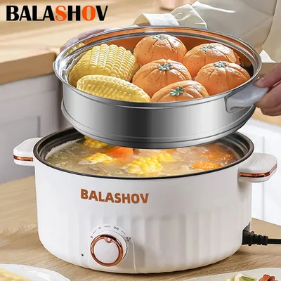 Portable Electric Multifunctional Cooker Household Double Layer Hot Pot Mini Non-stick Cookware for