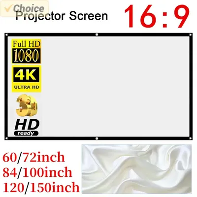 Simple Projector Curtain Home Set Theater Office 16:9 HD Display Projection Screen for Household