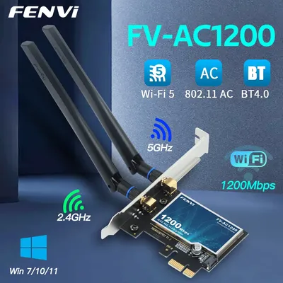 FENVI WiFi 5 AC1200 PCI-E Wireless Adapter BT4.0 Dual Band 2.4G/5GHz 802.11AC Network Card Desktop