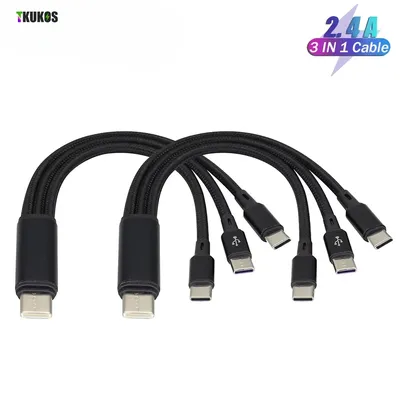 3 in 1 USB Type C Cable USB C to Type C Charging Cable For ipone Samsung Huawei Mate60 Xiaomi 3in1 Micro USBC Cable 0.2M/1.2M