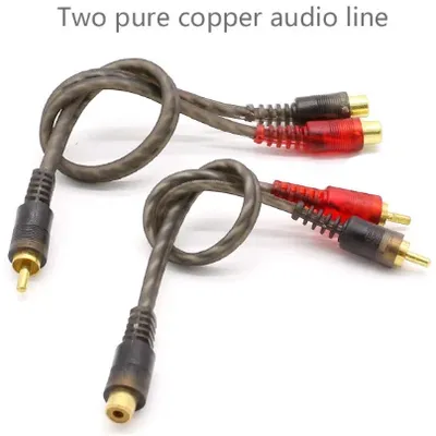 Pure Copper Audio Line Car Audio Wire Signal Lines One Male Two Female or One Female Two Male RCA