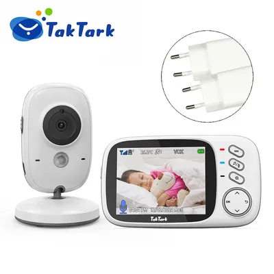 TakTark 3.2 Inch Wireless Video Baby Monitor With Lullabies Auto Night Vision Two Way Intercom
