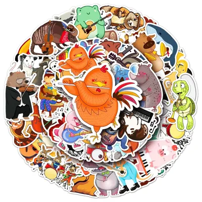 10/30/50PCS Cartoon Animal Concert Stickers Musical Instrument Guitar Graffiti DIY Car Bicycle