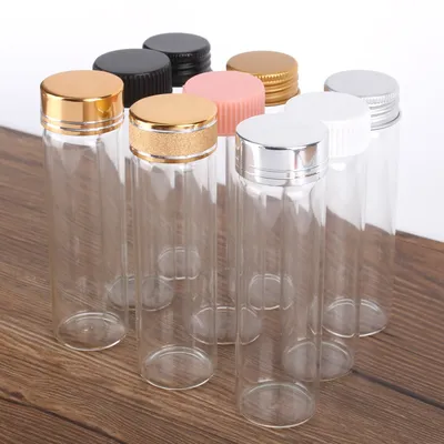 12pcs 50ml Glass Transparent Bottles with Plastic/Aluminum Lids Empty Spice Jars Vials for Wedding