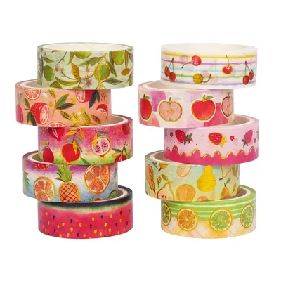 10 Pcs/set Cartoon Fruit Gilding Washi Tape Set DIY Scrapbooking Sticker Label Masking Tape School