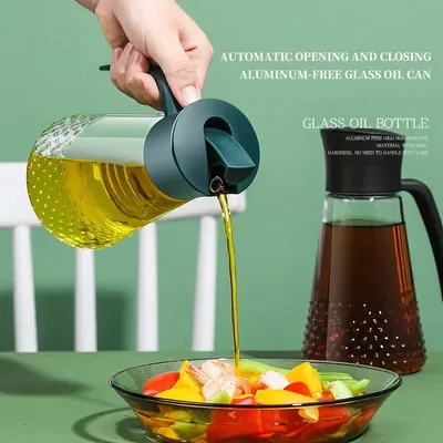 Glass Cruet Oil Dispenser Bottles Oiler Kitchen Spice Bottle Gravity Anti-Leakage Sauce Vinegar