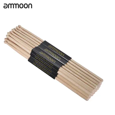 ammoon 3 Pairs/12 Pairs of 5A Wooden Drumsticks Drum Sticks Fraxinus Mandshurica Wood Drum Set