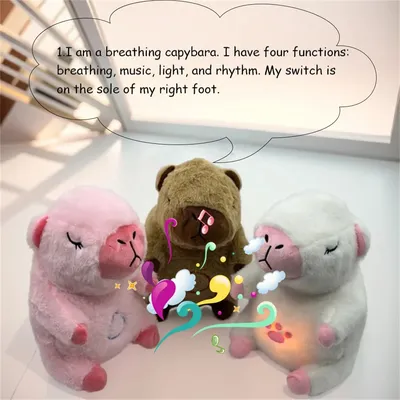 1pc, 13in Breathing capybara made of European mink velvet. It has four functions: breathing rhythm