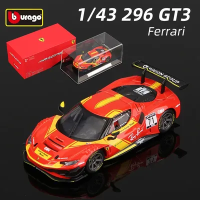 Bburago 1:43 Ferrari 296 GT3 Car Model Alloy Supercar Die Cast Vehicles Toy Die-cast Voiture Gift