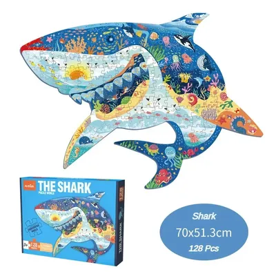 Cartoon Irregular Puzzles Paper 128 Pieces for Kid Educational Toy Various Mermaid Space Polar Bear