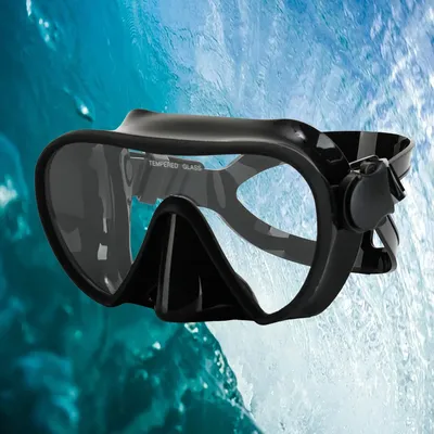 Scuba Diving Snorkeling Frameless Mask Perfect Seal Silicone Skirt Panoramic Tempered Glass Swimming