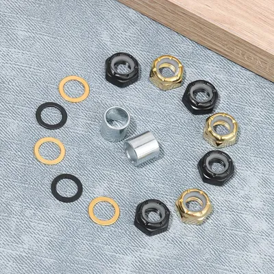 16pcs Skateboard Truck Hardware Kit Spacers Axle Nuts and Speed Rings Outdoor Skateboard and