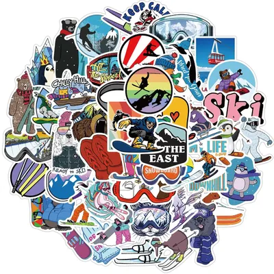 10/30/50 PCS Skiing Sticker Winter Outdoor Sport Graffiti Cartoon Stickers for Snowboard Skateboard