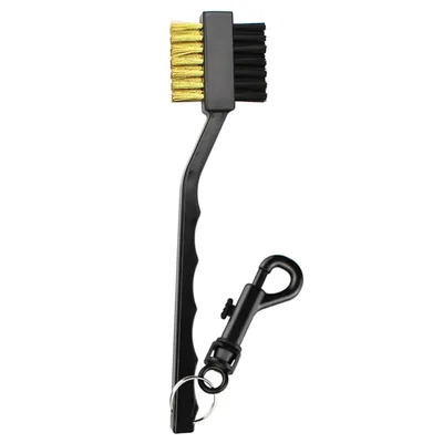1 Pcs Golf Brush 2 Sided Brass Wires Nylon Cleaning Kit with Keychain Golf Club Head Groove Cleaner