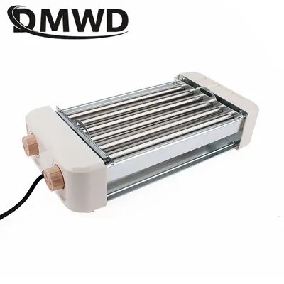 Electric Hot Dog Maker Kebab Grill 4/5/6 Rods Stainless Steel Roller Sausage Roller Corn Baking