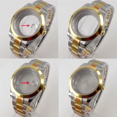 Gold Automatic Watch Case 39mm 36mm for NH35 NH36 NH38 ETA2824 PT5000 Miyota8215 821A DG2813 Two Tone Sapphire Crystal Cyclops