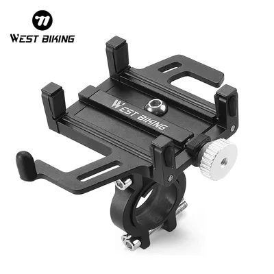 WEST BIKING Bicycle Mobile Phone Holder 360° Rotatable Aluminum Alloy Phone Holder Five Claws