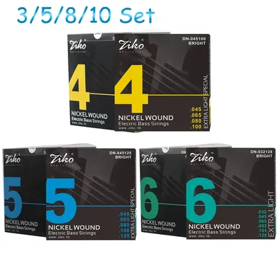 5/10 Set ZIKO Electric Bass Strings 4/5/6 String Bass Carbon Steel Hexagonal Alloy Beginner