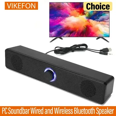 PC Soundbar Wired and Wireless Bluetooth Speaker USB Powered Soundbar for TV Pc Laptop Gaming Home