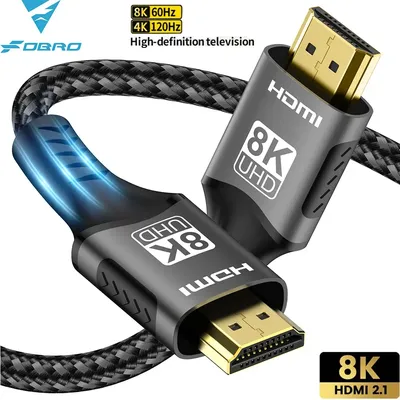 FDBRO 8K HDMI 2.1 Cable 8K@60Hz 4K@120Hz 48Gbps EARC ARC HDCP Ultra High Speed HDR For RTX Video