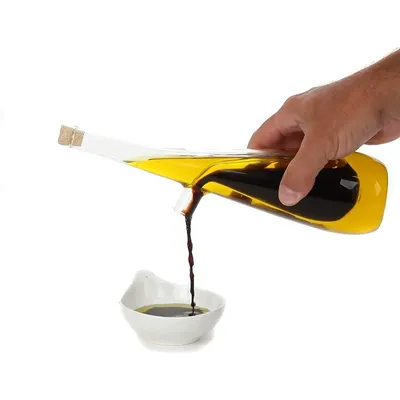 2 In 1 Double Layer Glass Olive Oil Bottle with Stoppers Double Pourer Spout Stoppers Oil Cruet Jar