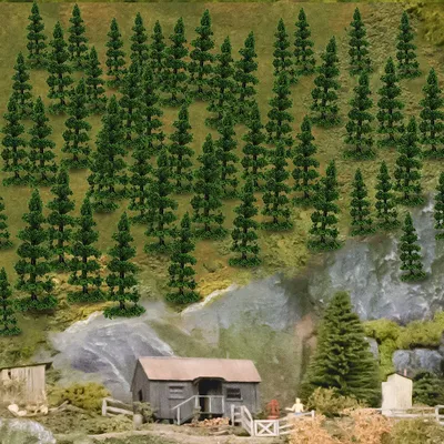Evemodel 100pcs Model Railway Layout 1:160 Trees N Scale Green Trees 50mm TC50