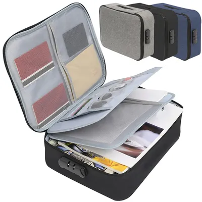 Document briefcase, 3-layer lockable storage bag, men's women's bag, wallet, passport, home security