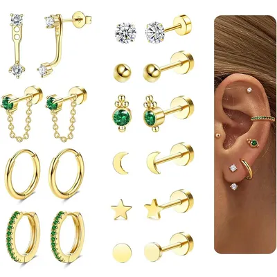 Cartilage Earring Set for Multiple Piercing 20G Surgical Stainless Steel Earrings Trendy Small Hoop