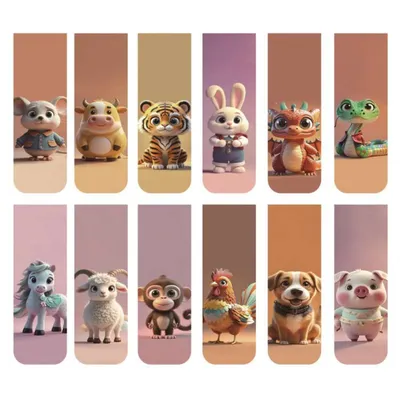12pcs Adorable Twelve Animal Magnetic Bookmarks - Vibrant Page Markers & Clips, Perfect for Readers,