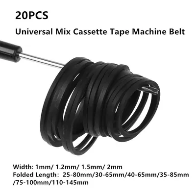 20PCS Universal Mix Cassette Tape Machine Belt Assorted Common Square Rubber Belt For Recorders