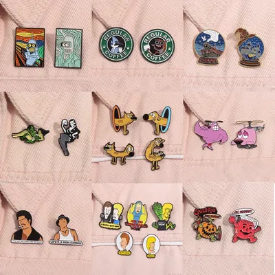 2-5pcs/set Anime Cartoon Collection Enamel Pins Funny Comics Animation Character Brooches Lapel