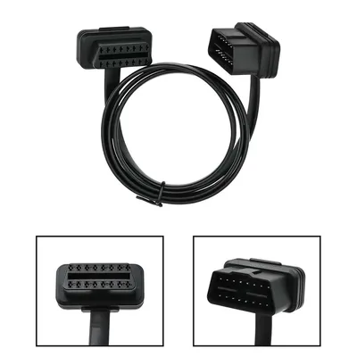 30/60/100CM Flat+Thin As Noodle 16 Pin Socket OBD OBDII 16Pin Male To Female Car Scanner OBD2
