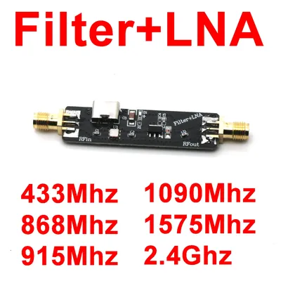 bandpass Filter + LNA Low Noise Amplifier 433M 868M 915M 1090M 1.5G 2.4Ghz Receiver signal AMP SDR