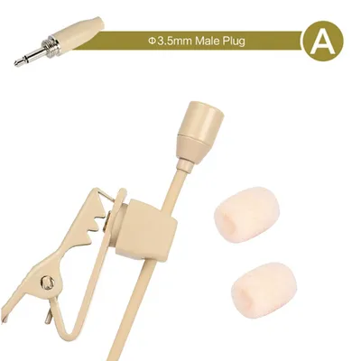 1PCS Beige Lavalier Lapel Clip Microphone 3.5mm 3-Pin 4-Pin XLR For Shure Wireless Mouthpiece