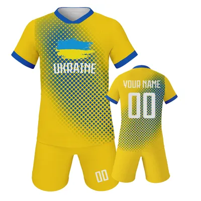 Custom Kids Football Jersey Ukraine Soccer Kit Personalized Name Number Youth Team Training Uniform