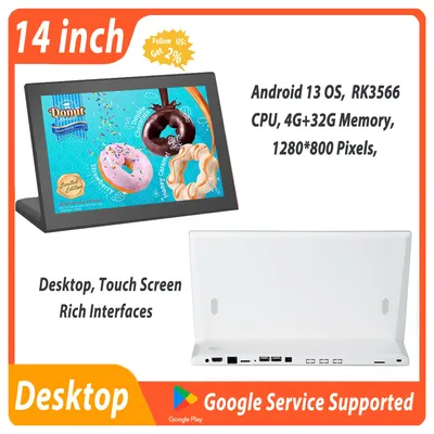 2 PCS L Shape 14 Inch Android 13 Desktop Touch Tablet, Restaurant Menu Customer Ordering POS, Cheap