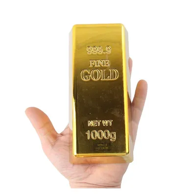 1 pc Fake Gold Bar Plastic Golden Paperweight Home Decor Bullion Bar Simulation