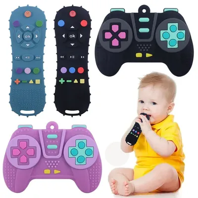 Baby Teether TV or Game Remote Control Shape Silicone Molar Stick Safe Material Teething Toys Kid