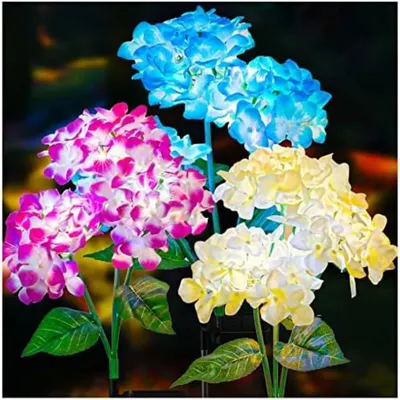 3Head Hydrangea Rose Flower Solar Led Light Outdoor Garden Lawn Lamps For Garden Vegetable Patch
