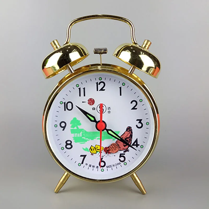 Alarm Clock Mechanical Metal Creative Bedroom Desk Clock Bedside Table Super Sound Watch Retro Nostalgic Table Winding Clock