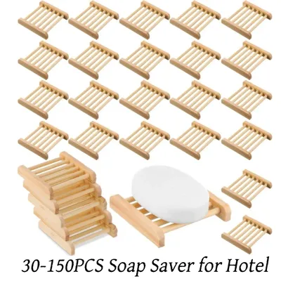 30-150PCS Soap Saver Wood Soap Dish Bulk for Hotel Bathroom Soap Holders Hand Craft Soap Case for