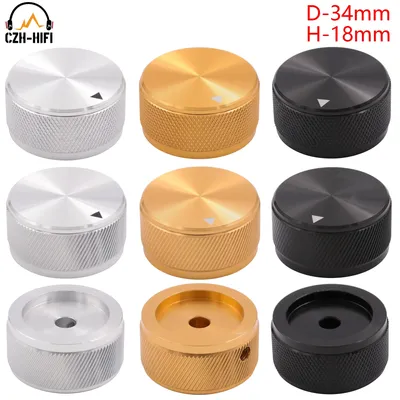 1pc 34x18mm CNC Machined Solid Aluminum Pointer Knob Button Cap for Audio Amplifier Speaker