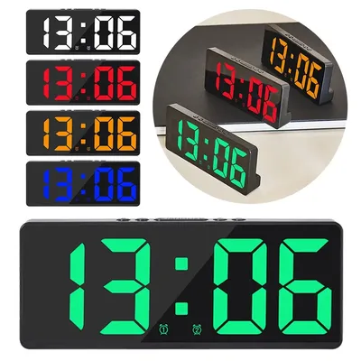 Teperature Snooze Night Mode Desktop Table Clock Voice Control Digital Alarm Clock 12/24H