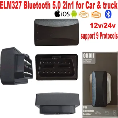 ELM327 for Car and Truck 12v&24v Bluetooth 5.0 elm 327 OBD2 cable Auto Scanner work on Vehicles Code