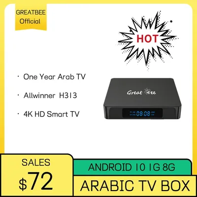Great Bee Arabic TV Box Allwinner H313 4K Smart TV Set Top Box Media Player, Greatbee Android 10