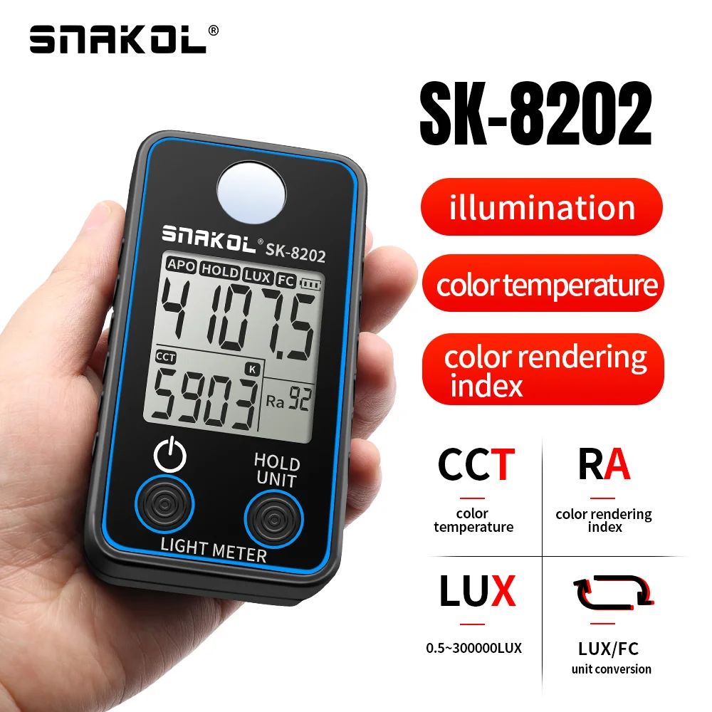 Digital Illuminance Meter Light Meter Handheld Lux Tester 0.5-300,000 Lux/Fc Pocket Luxmeter Photometer Grow Plants Luxometro